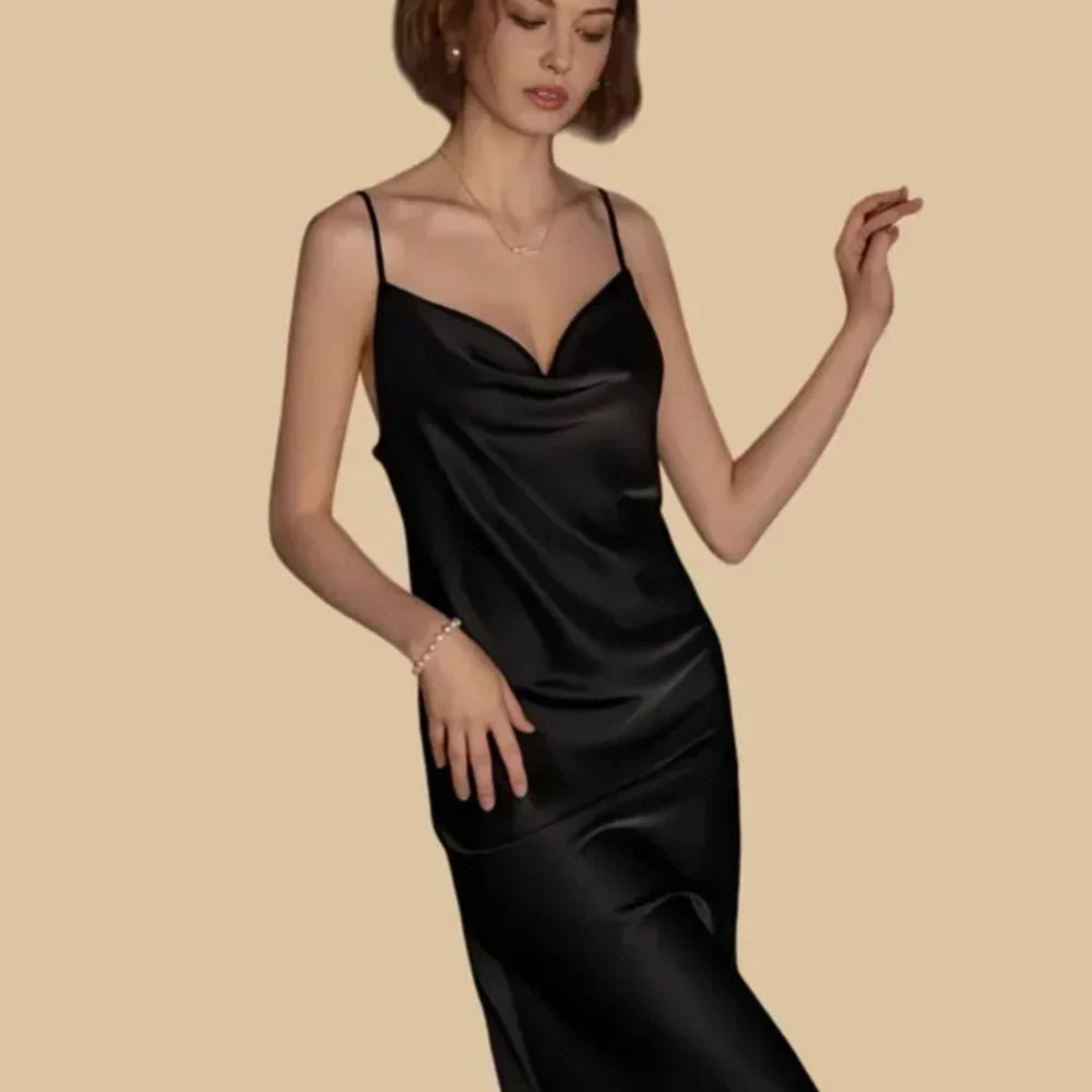 100% Mulberry Silk 19Momme Cowl Neck Spaghetti Strap Midi Nightgown & Kimono Robe Set