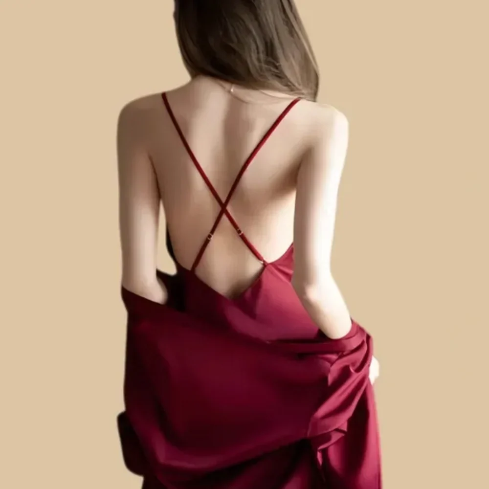 100% Mulberry Silk 19Momme Spaghetti Strap Nightgown & Kimono Robe Set