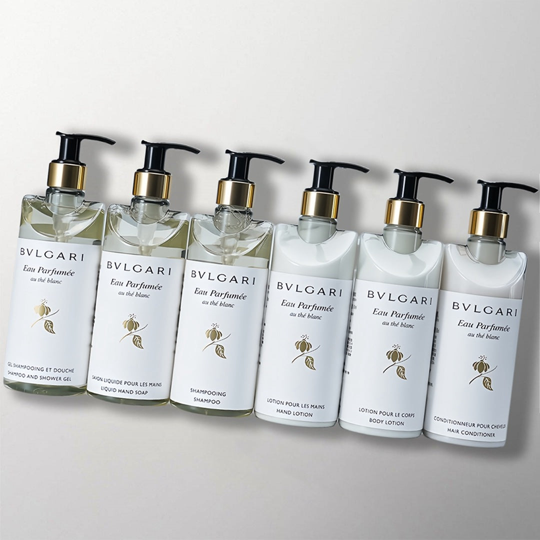 Bvlgari Hotel Shampoo & Conditioner & Body Lotion & Shower Gel & Hand Wash & Hand Lotion Bundle White Tea 300ML Each | BVLGARI