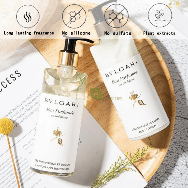 BVLGARI Shampoo & Conditioner & Body Lotion & Shower Gel & Hand Wash & Hand Lotion White Tea 300ML