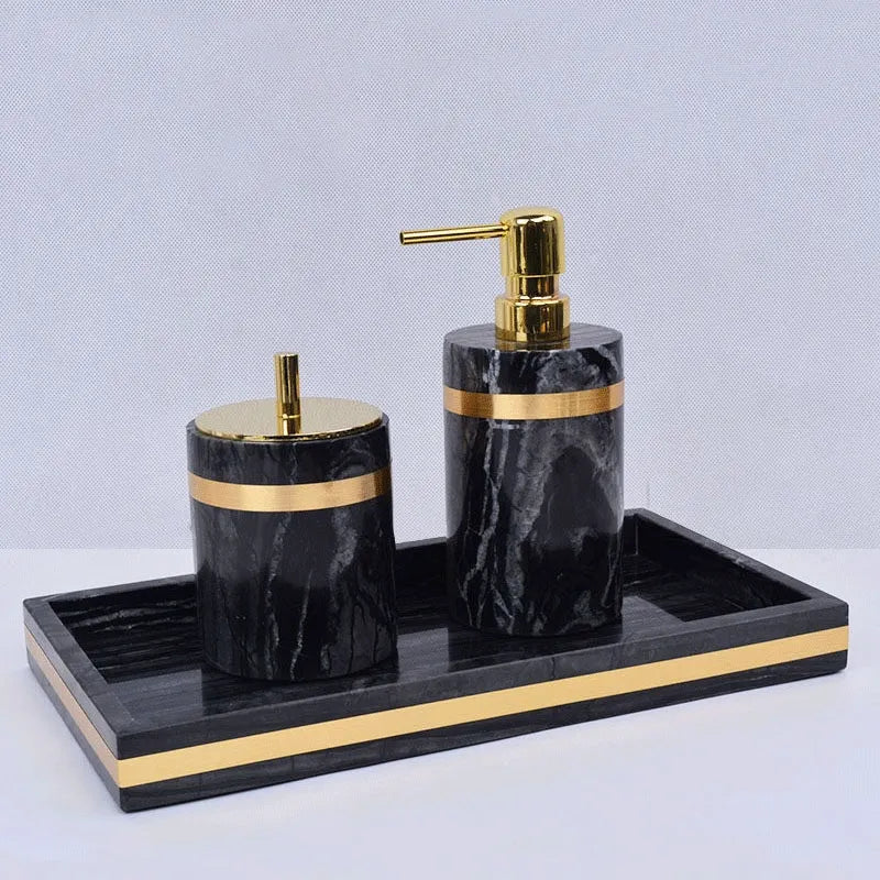 Black Marble and Brass Bathroom Collection