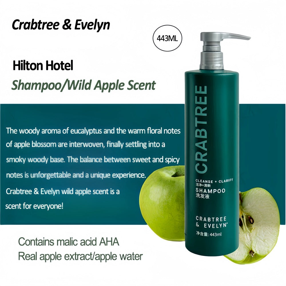 Hilton Hotel Shampoo & Conditioner & Body Lotion & Shower Gel & Hand Wash 443ML | CRABTREE & EVELYN