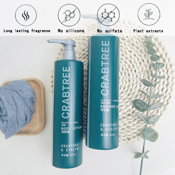 Hilton Hotel Shampoo & Conditioner & Body Lotion & Shower Gel & Hand Wash 443ML | CRABTREE & EVELYN