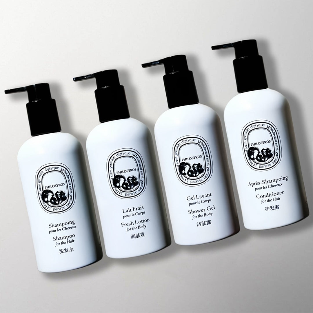 one set of 4 bottles of DIPTYQUE PHILOSYKOS toiletries.