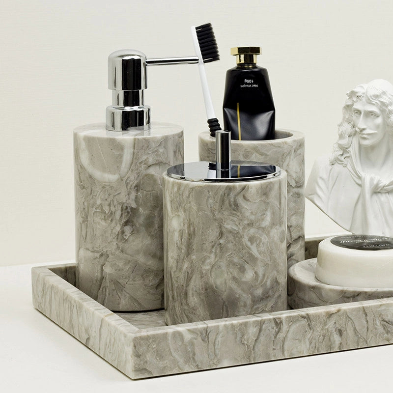 Gray Marble and Brass Bathroom Collection