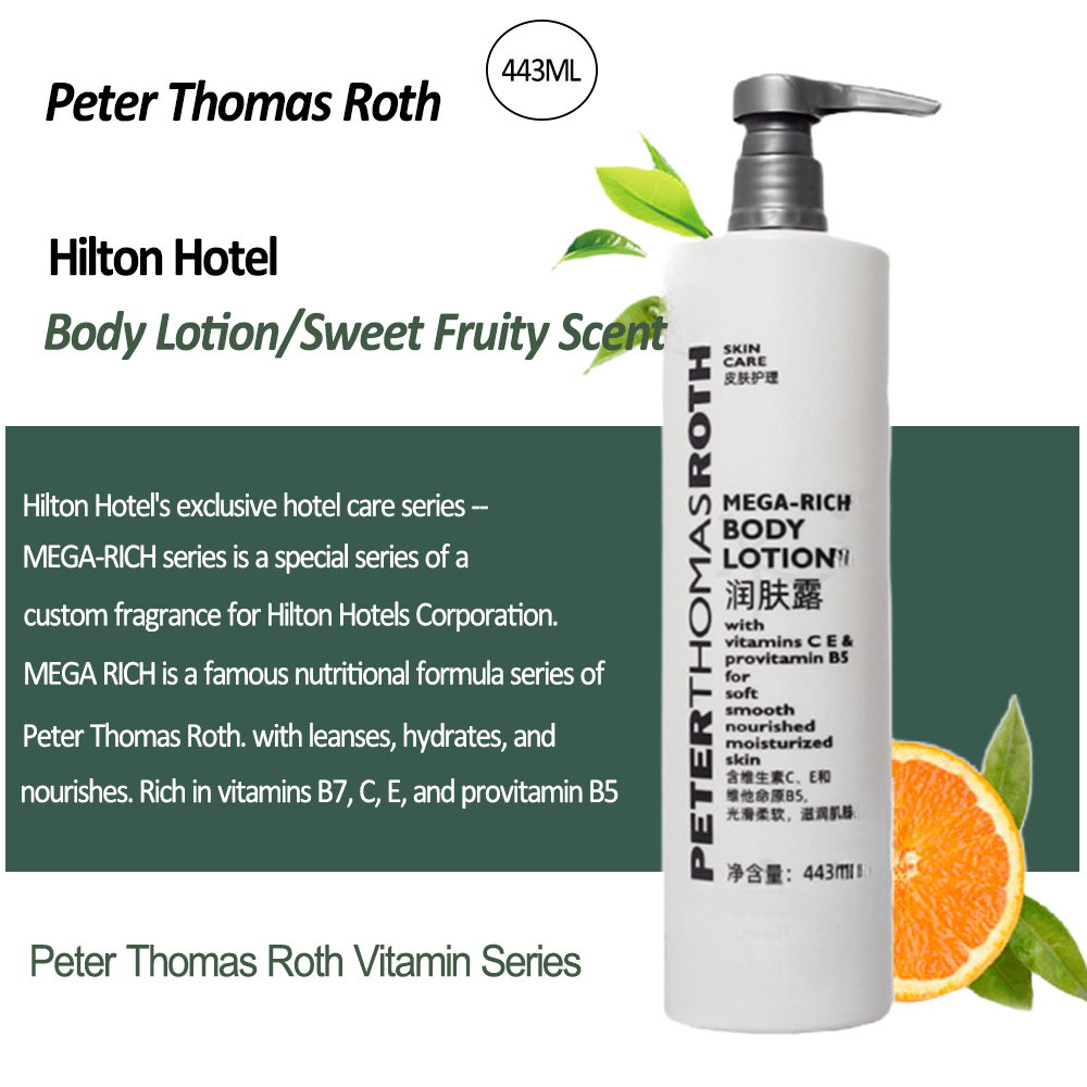 Hilton Hotel Shampoo & Conditioner & Body Lotion & Shower Gel & Hand Wash 443ML | PETER THOMAS ROTH