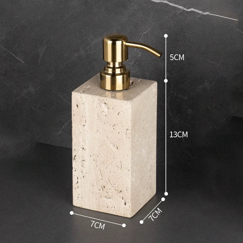 Travertine Marble and Brass Bathroom Collection