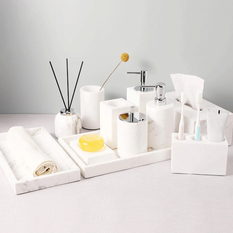 Volakas Flowery Marble and Brass Bathroom Collection