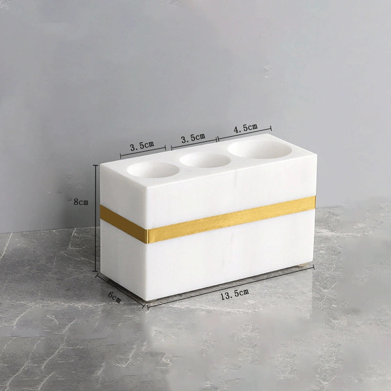 White Marble and Brass Bathroom Collection