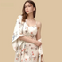 100% Mulberry Silk 16Momme Printed V-neck Nightgown & Kimono Robe Set
