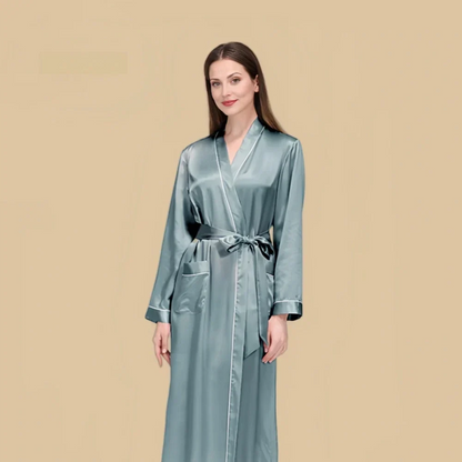 100% Mulberry Silk 19Momme Long Sleeve Midi Women&