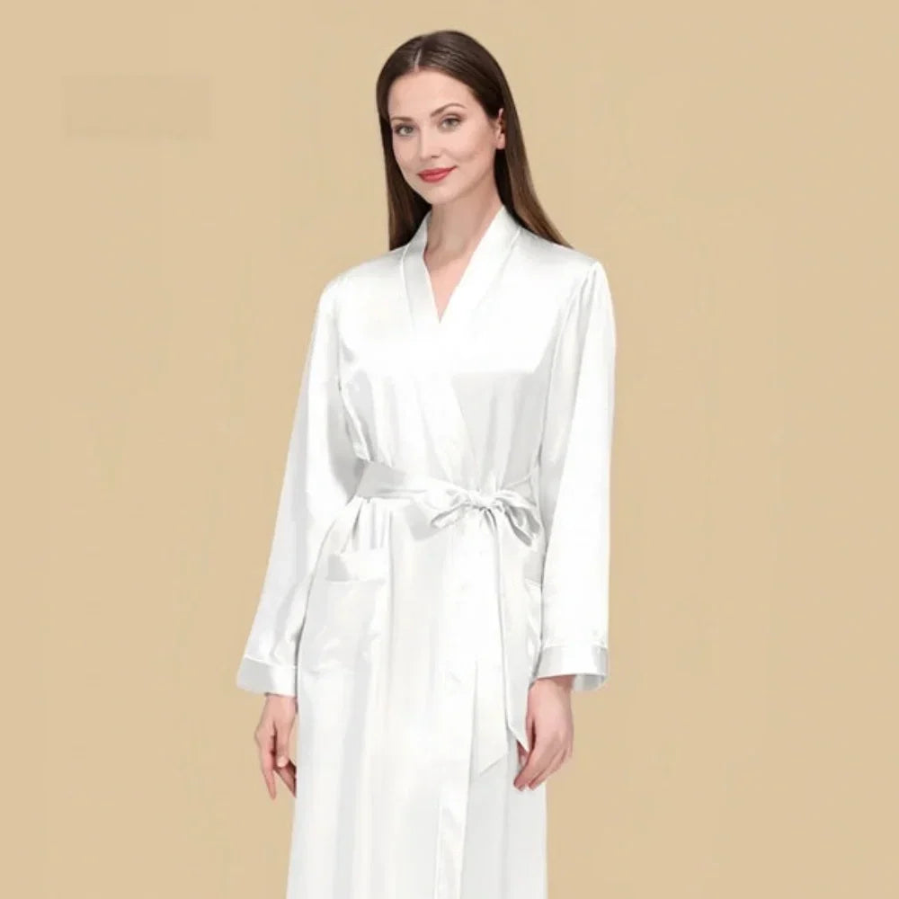 100% Mulberry Silk 19Momme Long Sleeve Midi Women&