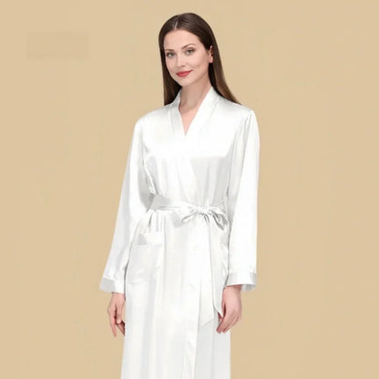 100% Mulberry Silk 19Momme Long Sleeve Midi Women&