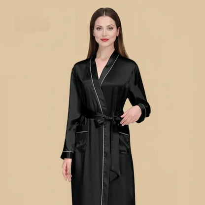 100% Mulberry Silk 19Momme Long Sleeve Midi Women&