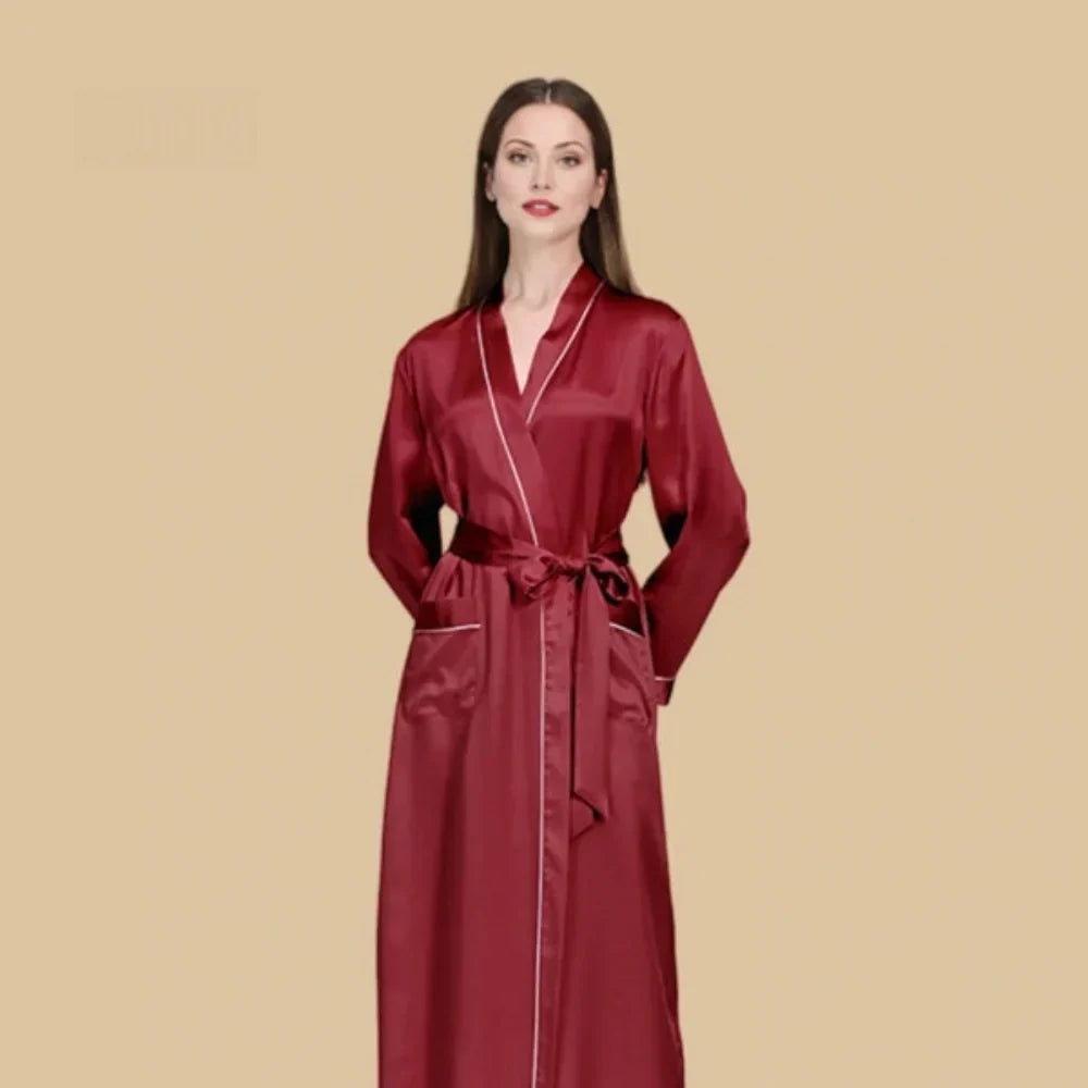 100% Mulberry Silk 19Momme Long Sleeve Midi Women&