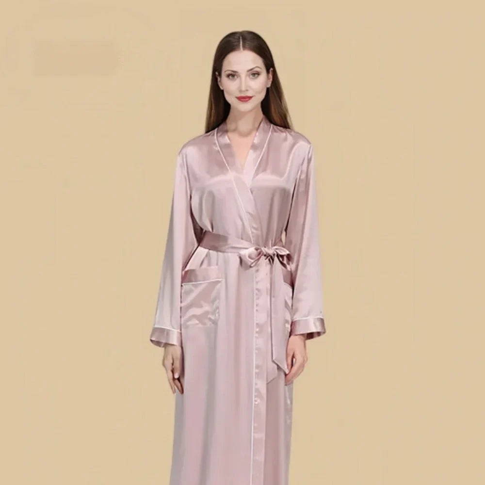 100% Mulberry Silk 19Momme Long Sleeve Midi Women&