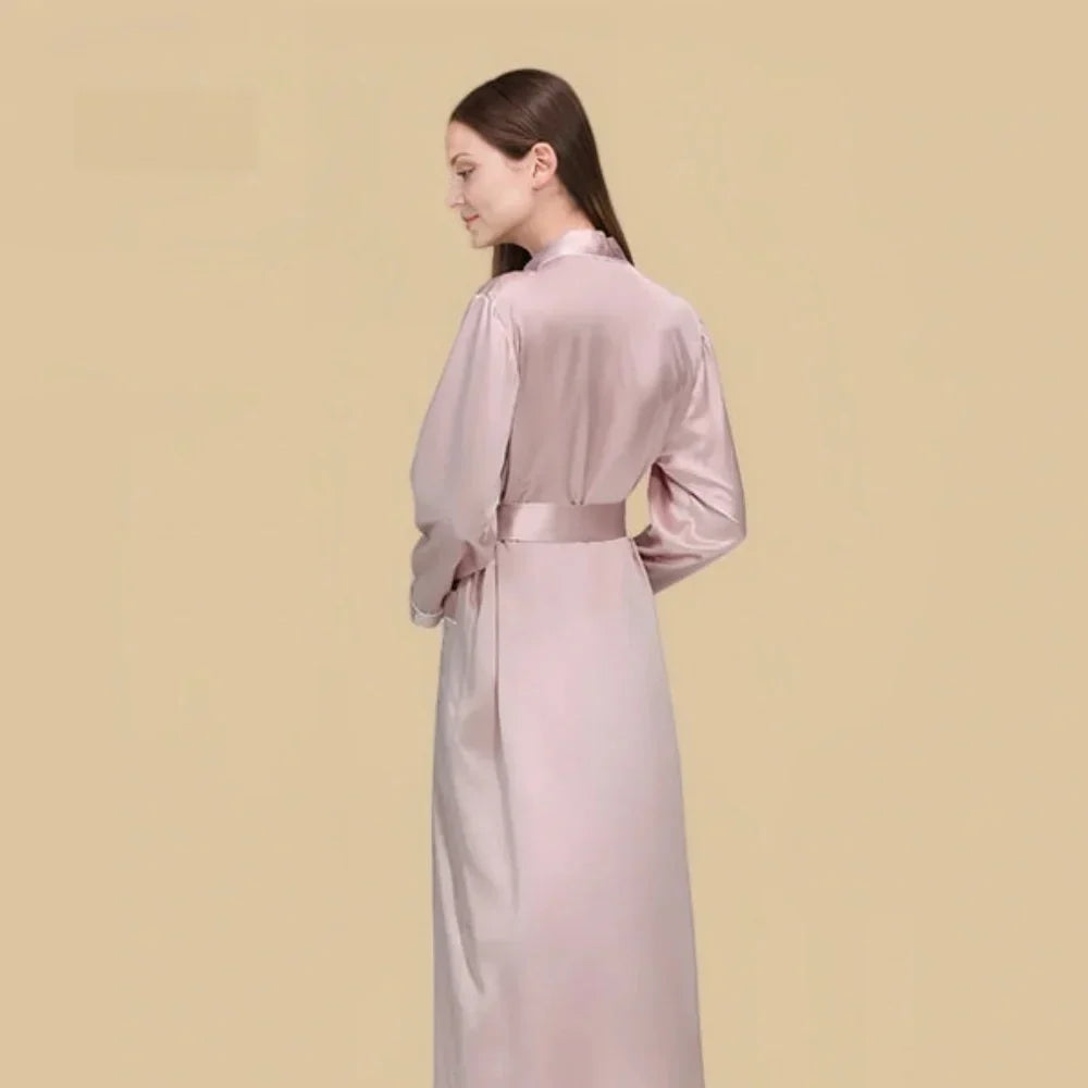 100% Mulberry Silk 19Momme Long Sleeve Midi Women&