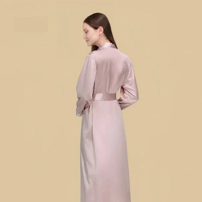 100% Mulberry Silk 19Momme Long Sleeve Midi Women&