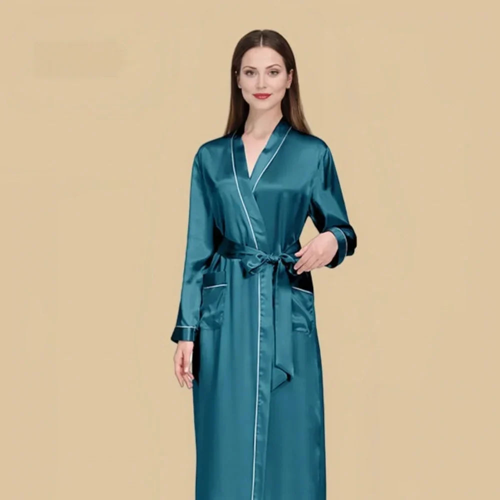 100% Mulberry Silk 19Momme Long Sleeve Midi Women&