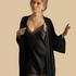 100% Mulberry Silk 19Momme Nightgown & Kimono Robe Set with Lace Trim Design