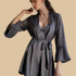 100% Mulberry Silk 19Momme Spaghetti Strap Nightgown & Kimono Robe Set with Lace and Belt Design