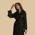 100% Mulberry Silk 22Momme Long Kimono Robe with Belt and Bow Sleeve
