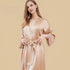100% Mulberry Silk 19Momme Midi Kimono Robe & Nightgown with Lace Design