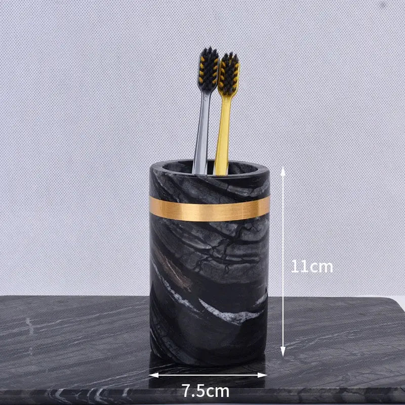 Black Marble and Brass Bathroom Collection