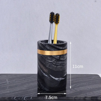 Black Marble and Brass Bathroom Collection