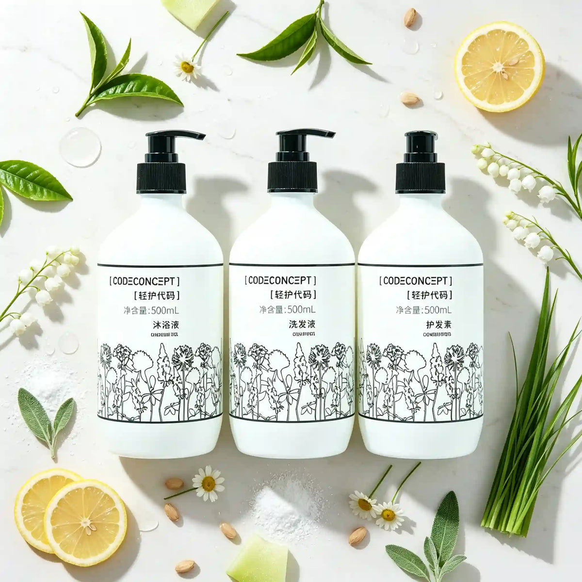 CODE CONCEPT Shampoo oder Spülung oder Duschgel oder Handseife 500ML