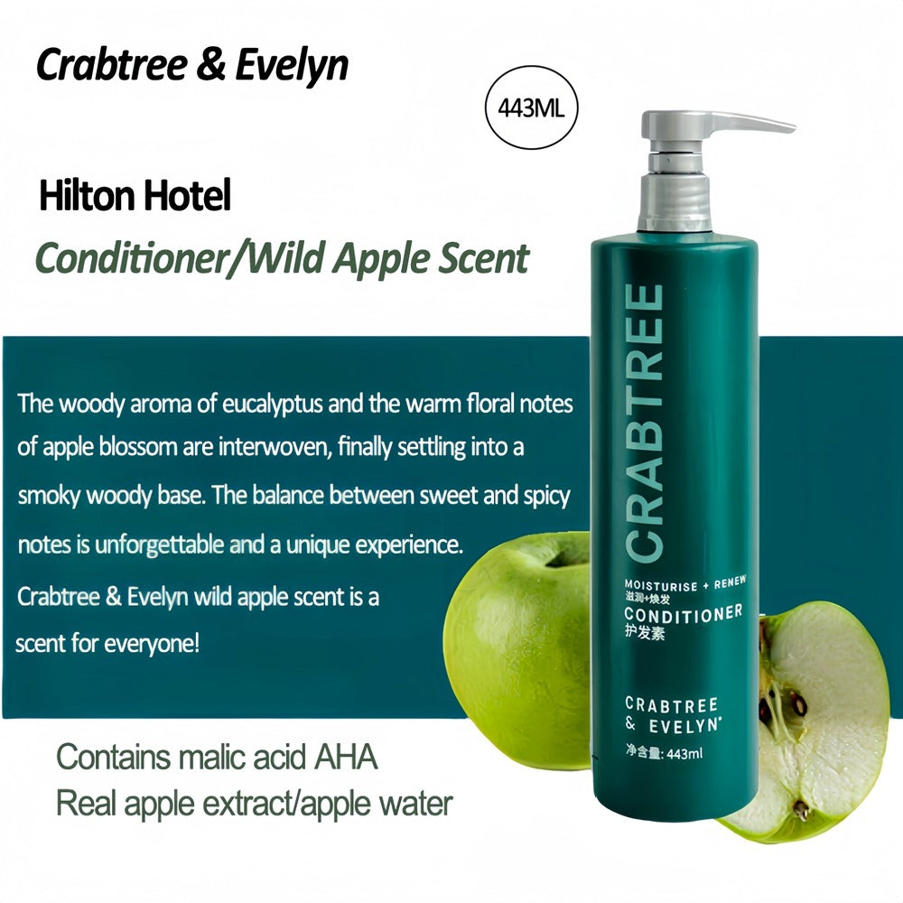 Hilton Hotel Shampoo & Conditioner & Body Lotion & Shower Gel & Hand Wash 443ML | CRABTREE & EVELYN