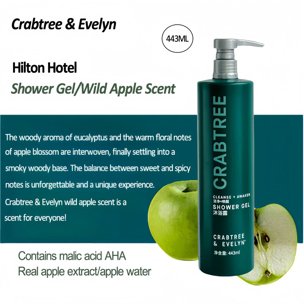 Hilton Hotel Shampoo & Conditioner & Body Lotion & Shower Gel & Hand Wash 443ML | CRABTREE & EVELYN