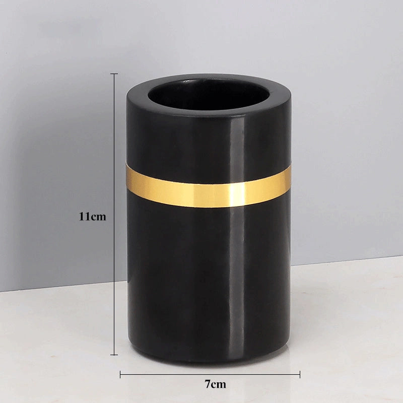 Classic Black Marble and Brass Bathroom Collection