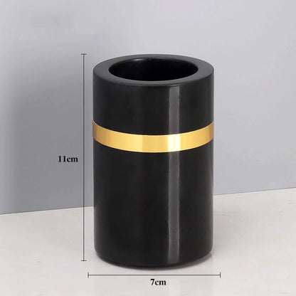 Classic Black Marble and Brass Bathroom Collection