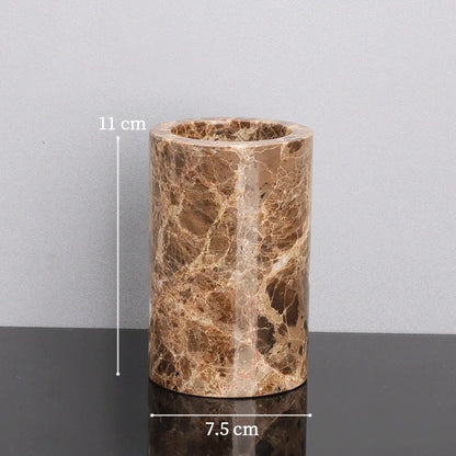 Dark Emperador Marble and Brass Bathroom Collection