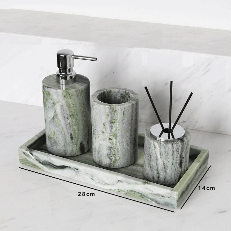 Emerald Green Marble and Brass Bathroom Collection