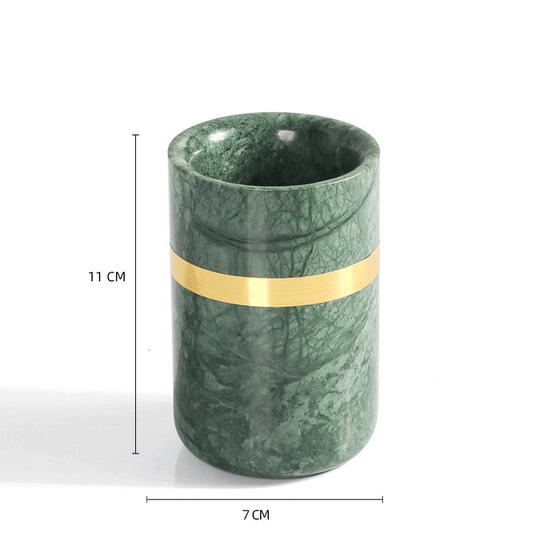 Indian Green Marble and Brass Bathroom Collection