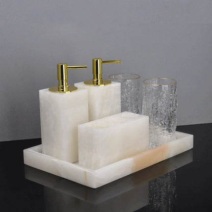 Jade White Marble and Brass Bathroom Collection