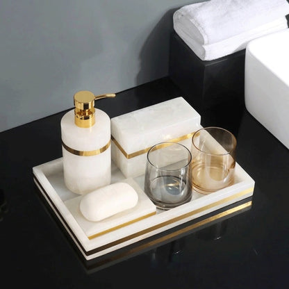 Natural Jade Marble and Brass Bathroom Collection
