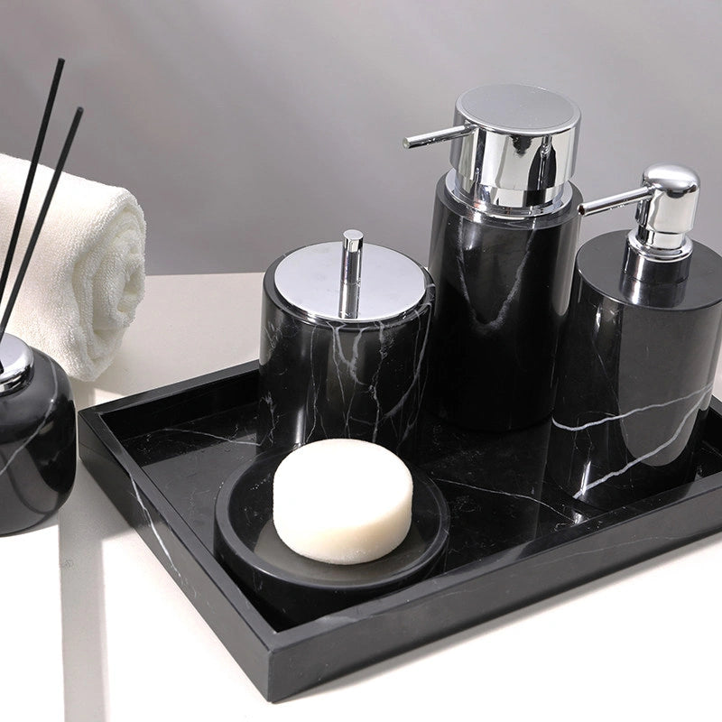 Nero Marquina Marble and Brass Bathroom Collection