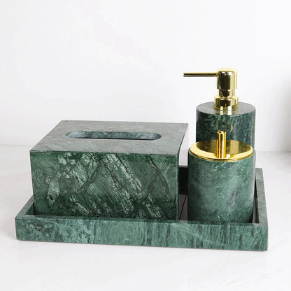 Peacock Green Marble and Brass Bathroom Collection
