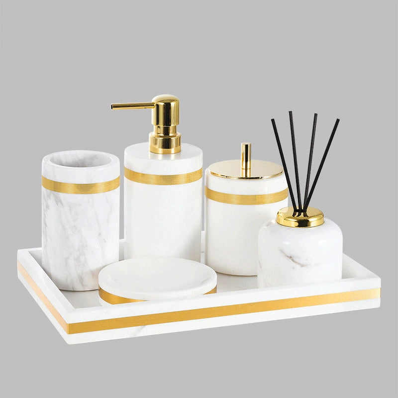 Volakas Classic Marble and Brass Bathroom Collection