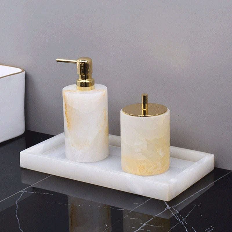 White Jade Marble and Brass Bathroom Collection