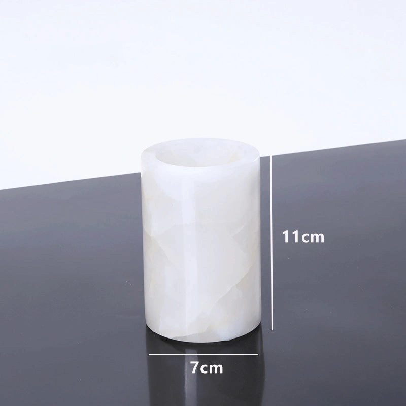 White Jade Marble and Brass Bathroom Collection