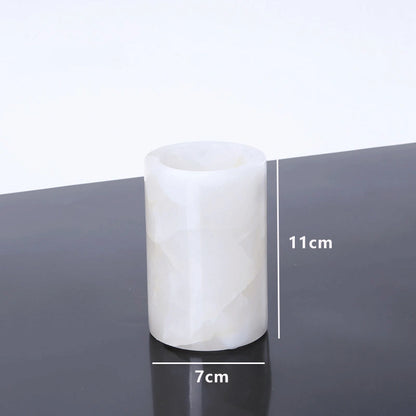 White Jade Marble and Brass Bathroom Collection