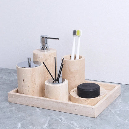 Yellow Marble and Brass Bathroom Collection