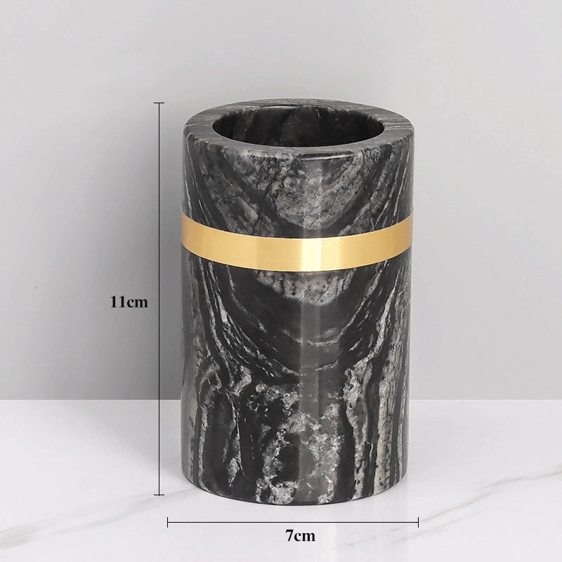 Zebra Black Marble and Brass Bathroom Collection