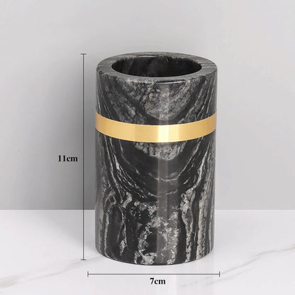 Zebra Black Marble and Brass Bathroom Collection